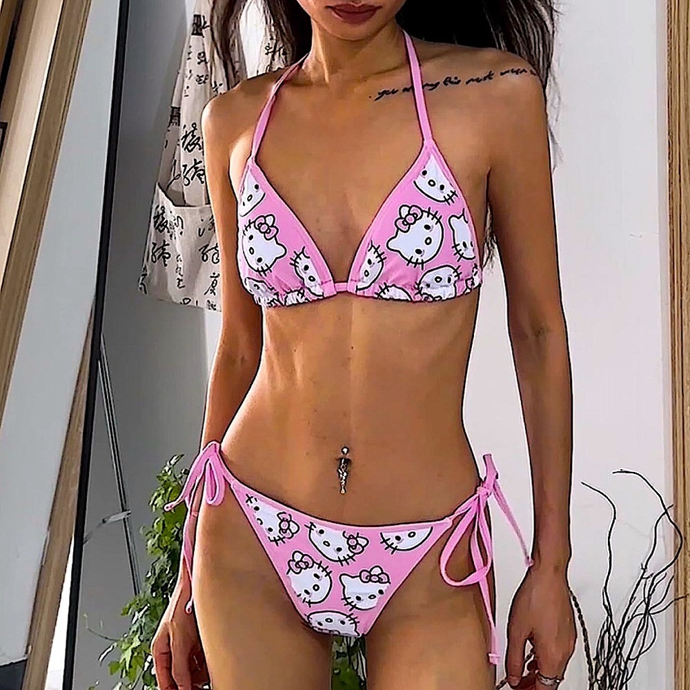 Hello Kitty Bikini Two Piece Pink Sexy Swimsuit